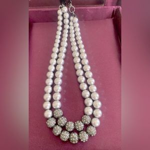 Crystal Pendant Satin Chrome Silver Necklace